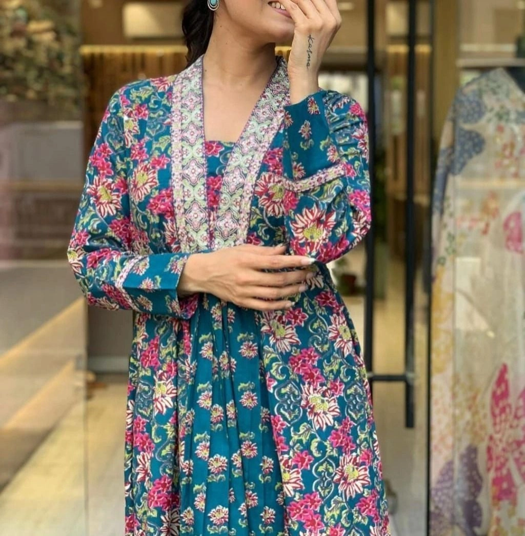 Tryloom Royal Bloom Premium Cotton Kurti Palazzo & Dupatta Set | Heavy Cotton Embroidered 3-Piece Ethnic Wear 2