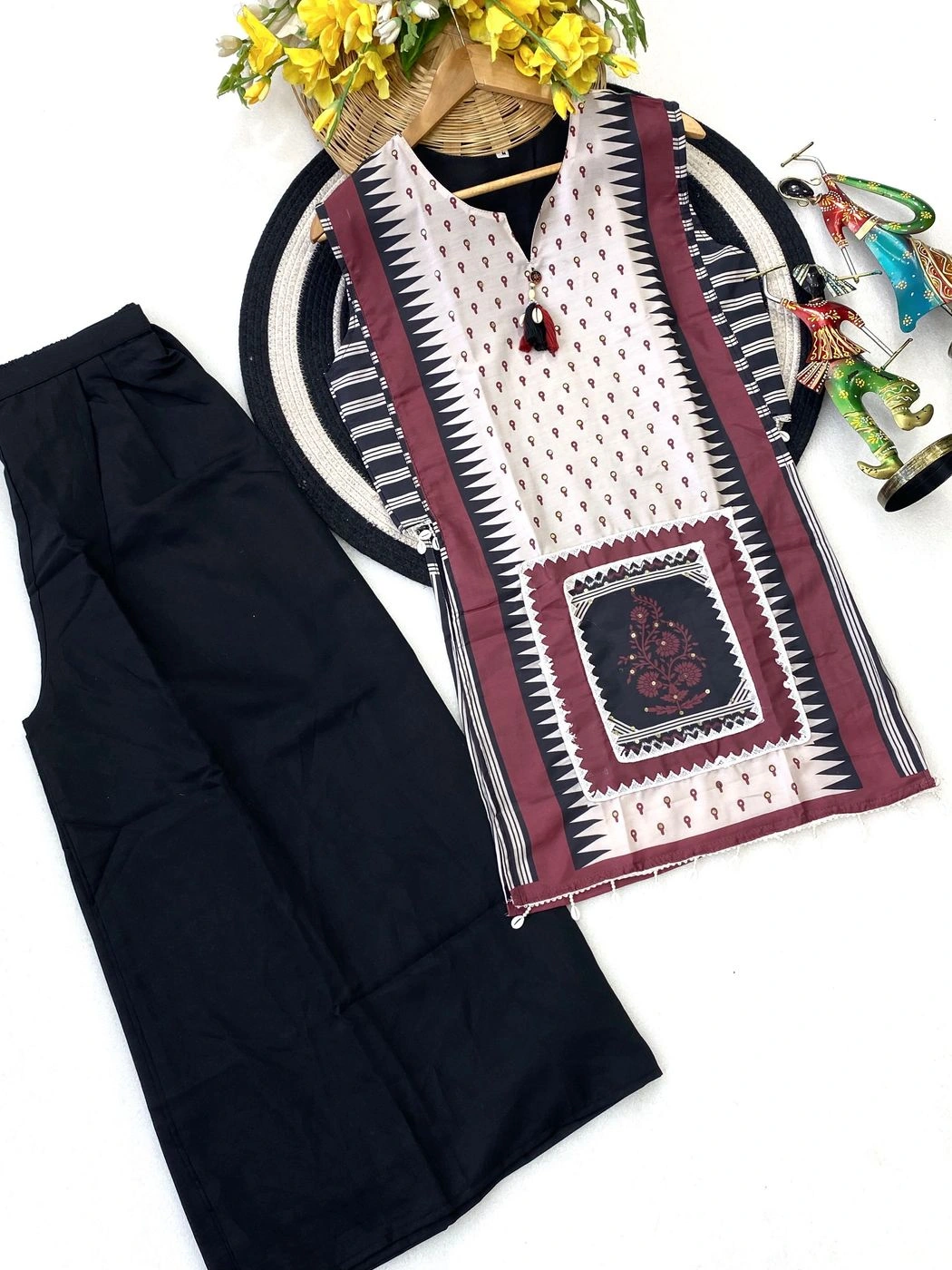 Tryloom Anamika Muslin Silk Designer Co-Ord Suit Set | Premium Festive Kurti with Roman Silk Pant | Elegant Ethnic Wear 3