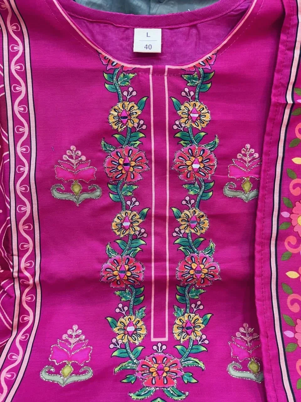 Tryloom Rani Pink Pure Muslin Designer Suit Set | Premium 3-Piece Ethnic Kurti Pant & Silk Dupatta | Festive Wear Collection 3