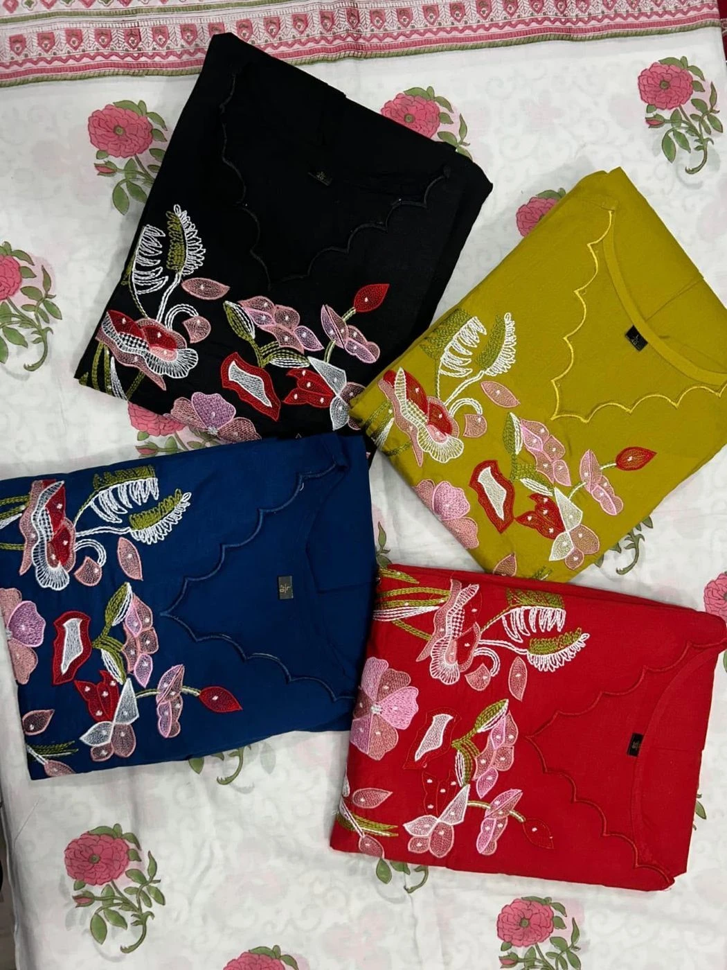 Tryloom Floral Embroidered Premium Cotton Anarkali Suit Set | Elegant Cotton Kurti Pant & Dupatta | Festive & Office Wear Collection 6