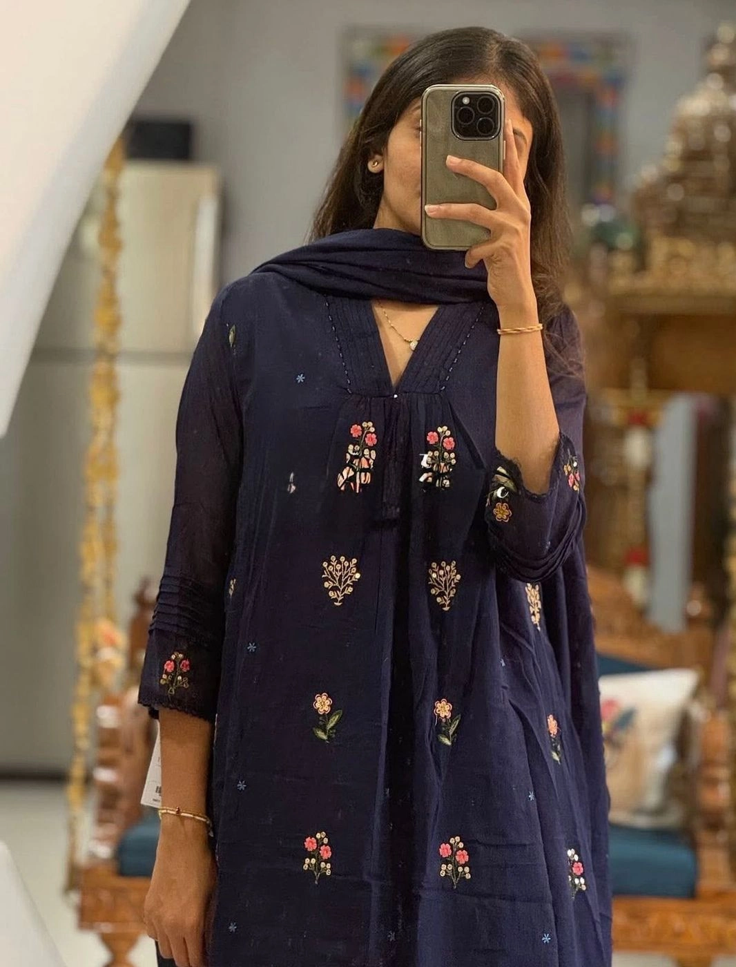 Tryloom Festive Bloom Premium Cotton Anarkali Suit Set | Heavy Embroidered Kurti Pant & Matching Dupatta | Elegant Ethnic Wear for Women 6
