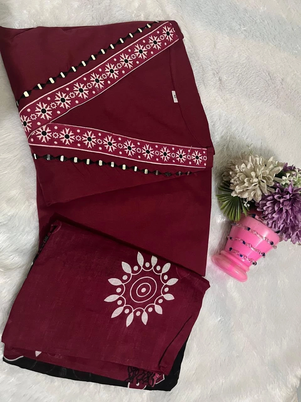 Tryloom Royal Heritage Premium Cotton Kurti Pant Set with Printed Mulmul Dupatta | Embroidered Ethnic Wear | Festive & Office Collection 4