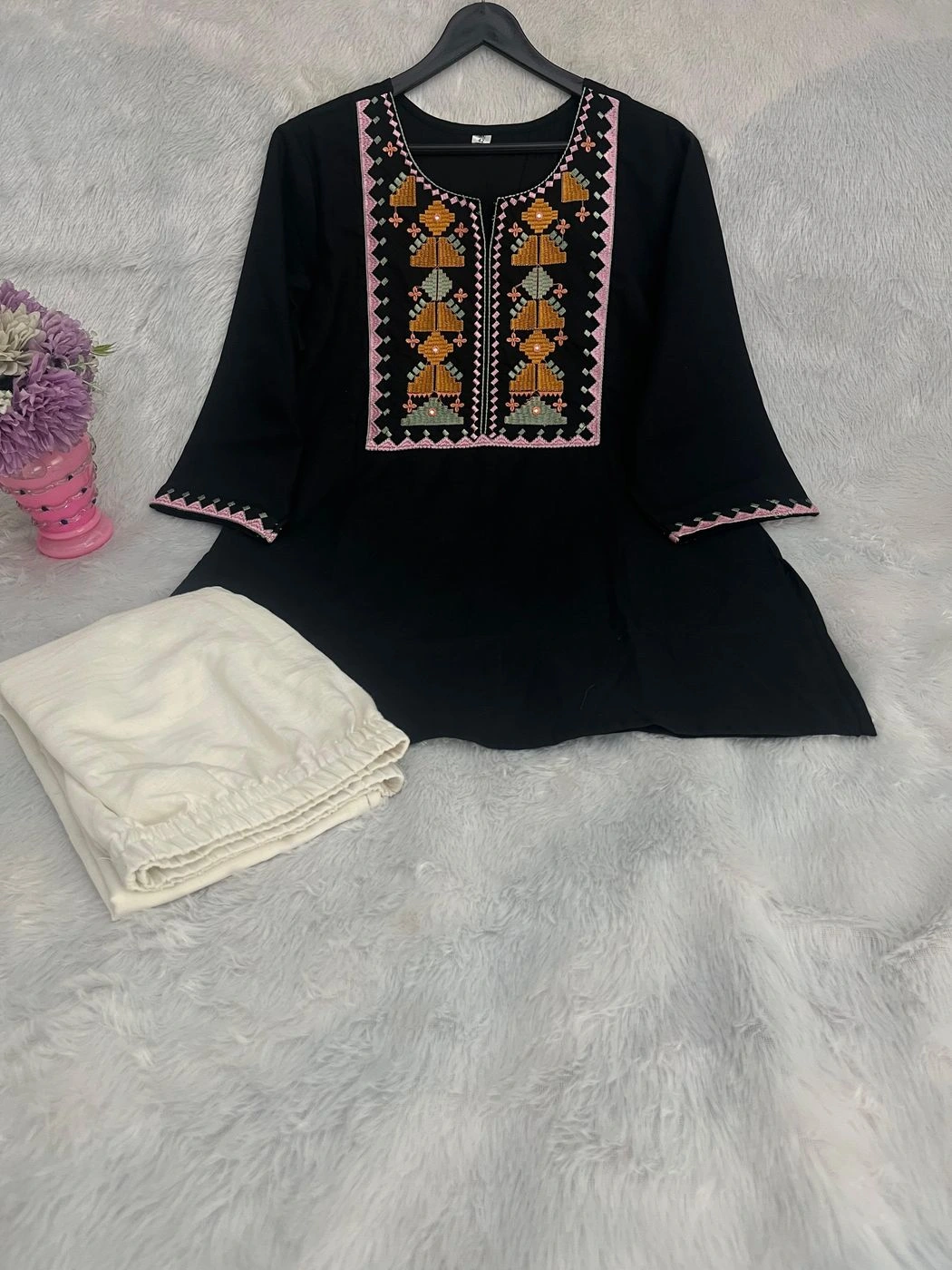 Tryloom Heritage Embroidered Pure Cotton Kurti Pant Set | Premium Festival Wear | Elegant Office & Casual Ethnic Collection 4