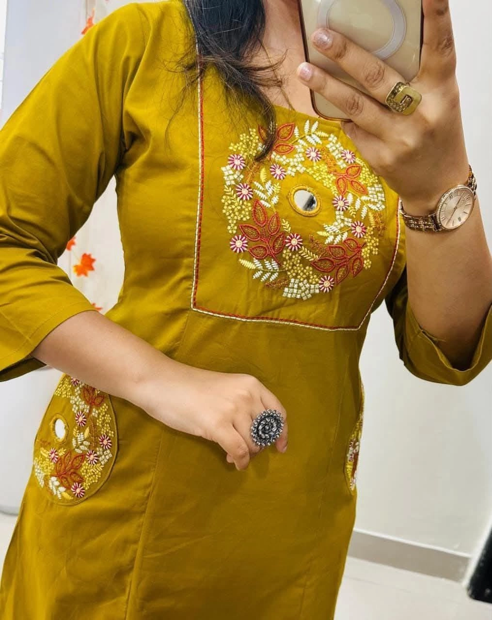 Tryloom Royal Heritage Premium Cotton Straight Kurti Palazzo Set | Designer Embroidered Ethnic Co-ord Set for Women 2