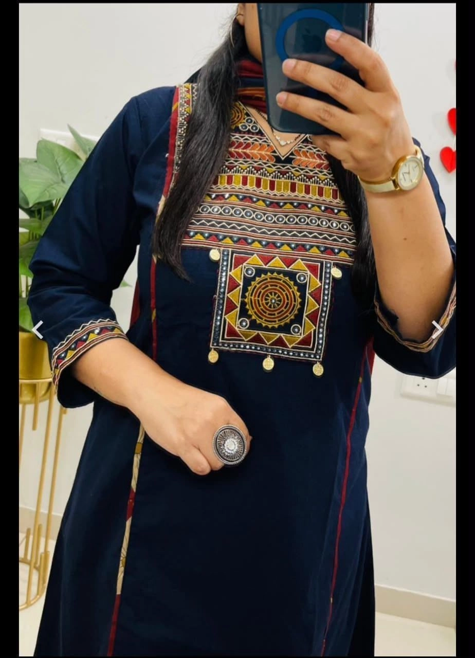 Tryloom Royal Heritage Premium Cotton Straight Kurta Pant Set with Printed Dupatta | Embroidered Ethnic Suit for Women 2