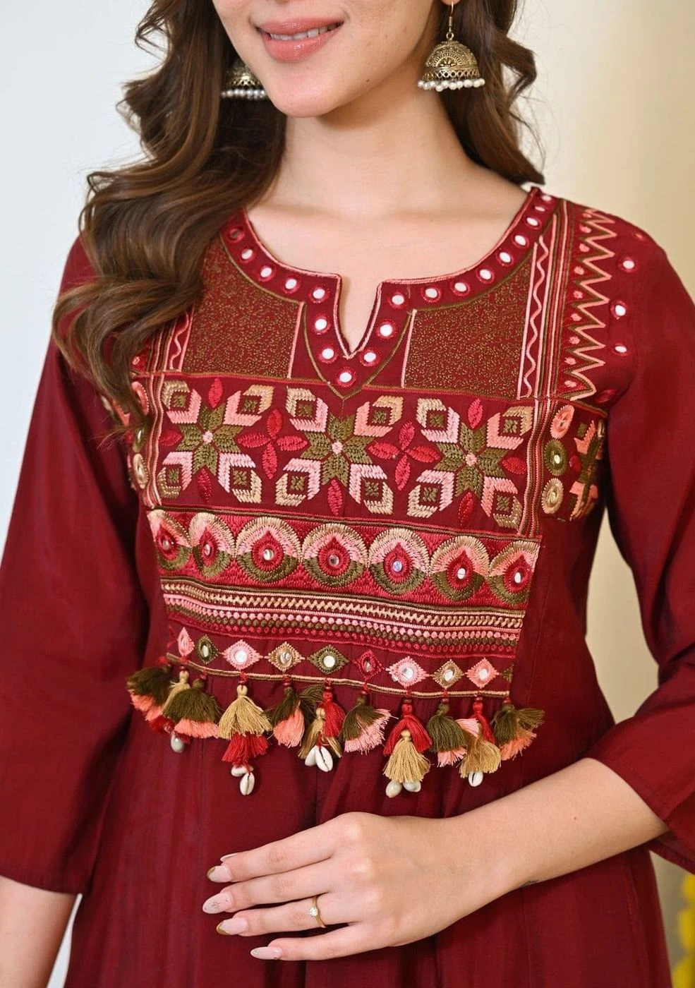 Tryloom Midnight Heritage Cotton Anarkali Suit Set | Premium Embroidered Kurta Pant with Mul Cotton Dupatta 3