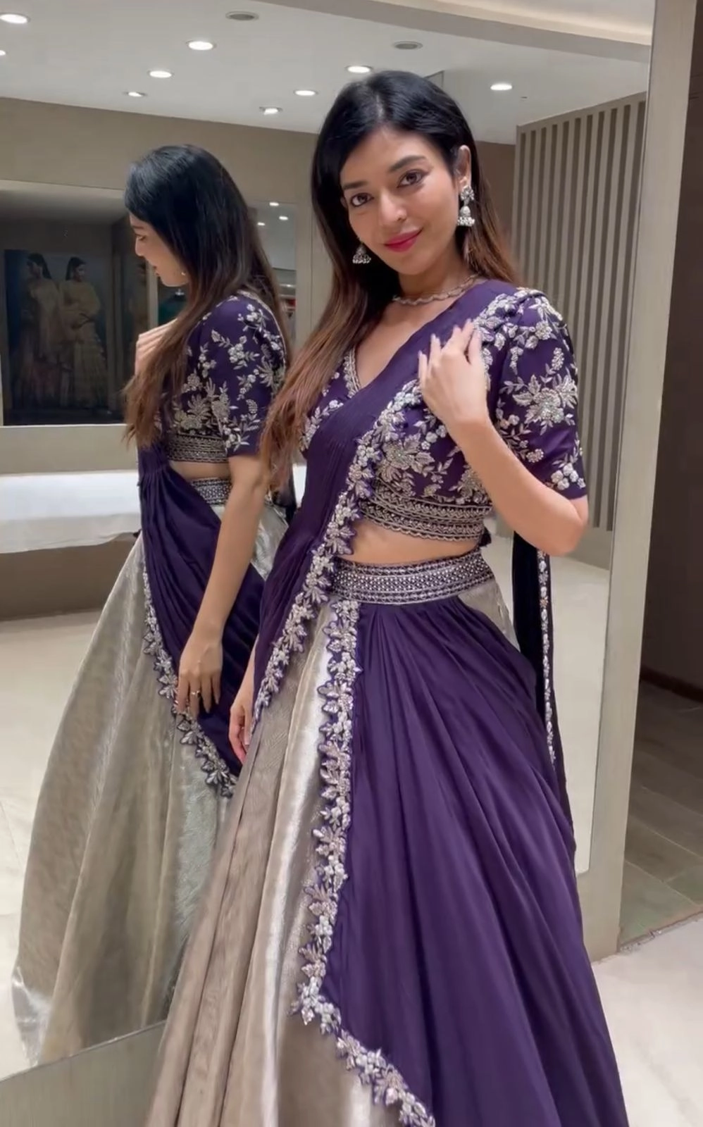 Tryloom Amethyst Designer Embroidered Party Wear Lehenga Choli | Heavy Rangoli Embroidery Lehenga with Chinon Dupatta & Ready-to-Wear Blouse 2