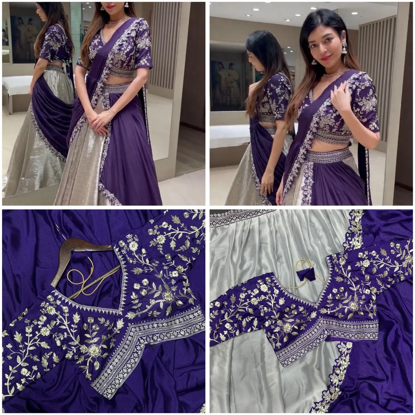 Tryloom Amethyst Designer Embroidered Party Wear Lehenga Choli | Heavy Rangoli Embroidery Lehenga with Chinon Dupatta & Ready-to-Wear Blouse 3