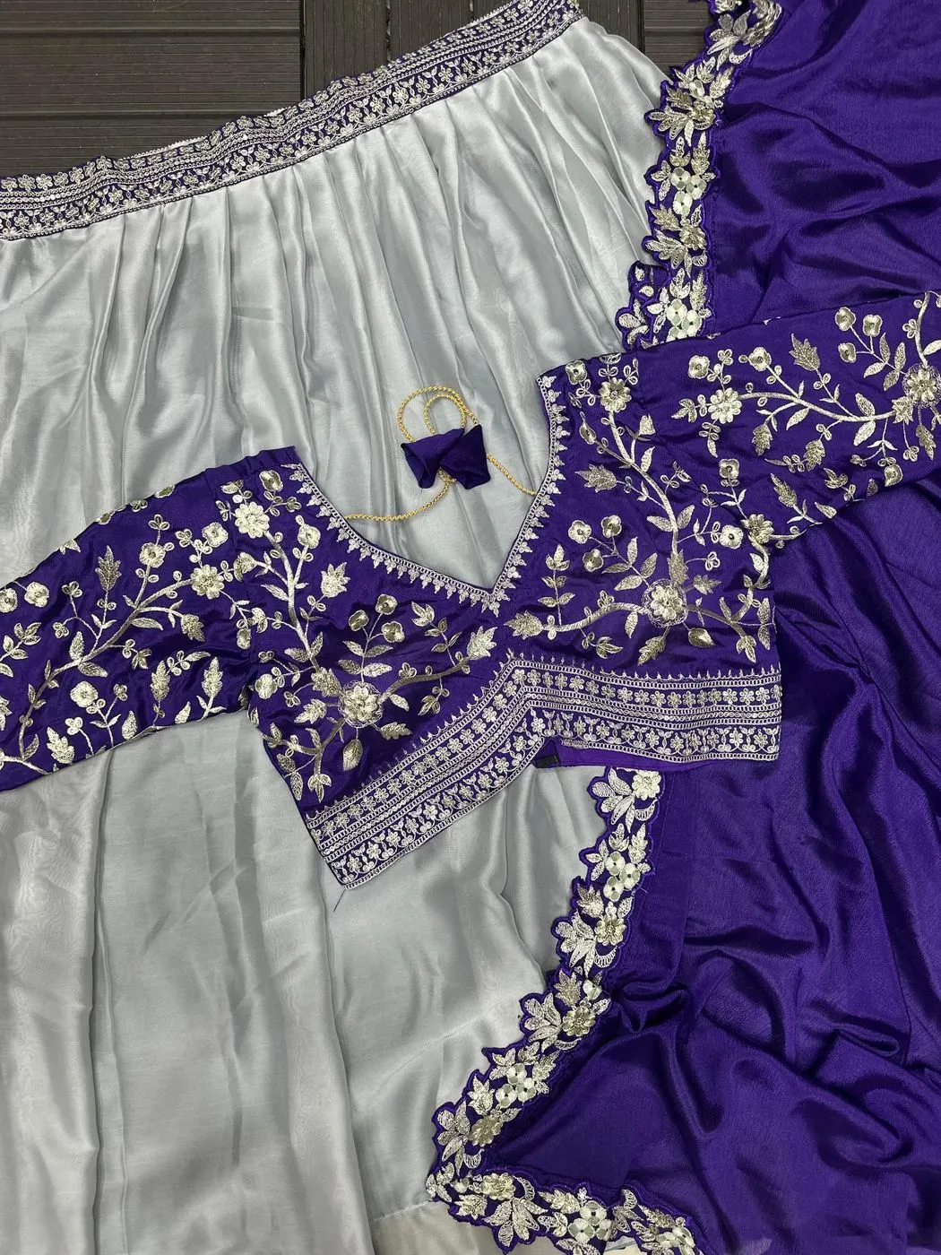 Tryloom Amethyst Designer Embroidered Party Wear Lehenga Choli | Heavy Rangoli Embroidery Lehenga with Chinon Dupatta & Ready-to-Wear Blouse 6