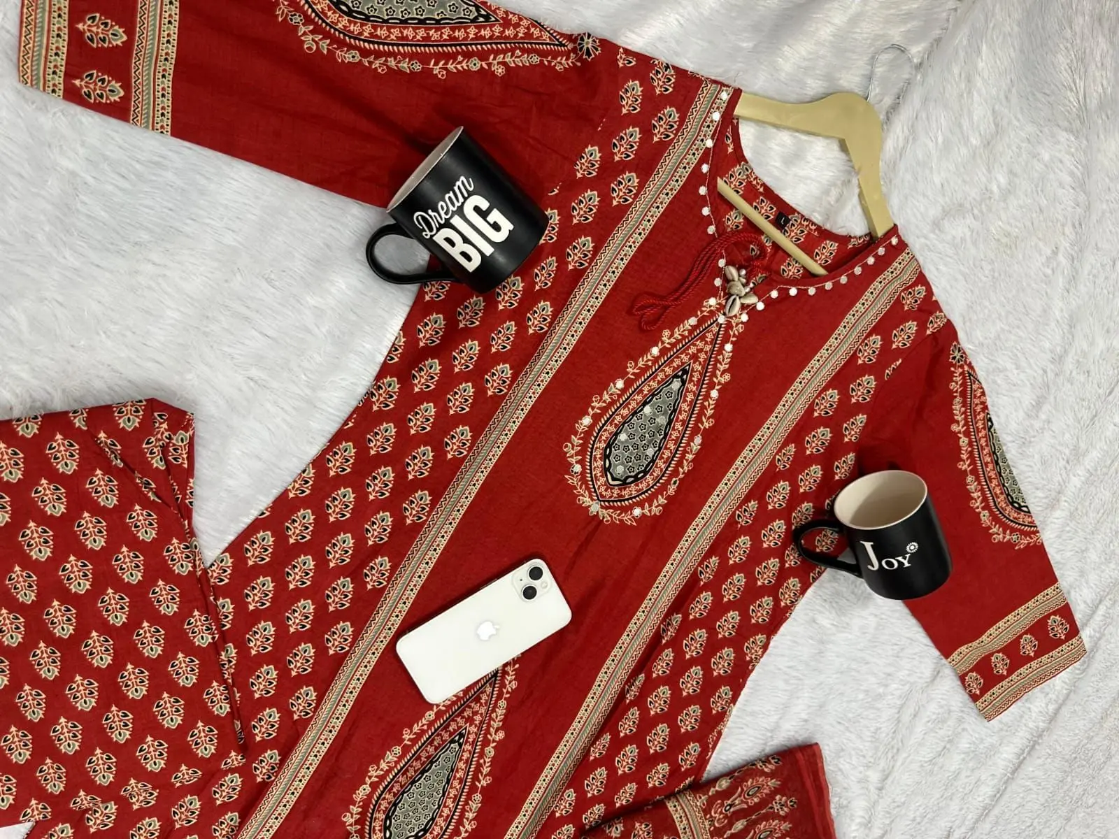 Tryloom Premium Handwork Cotton Kurti Pant with Dupatta Set 2
