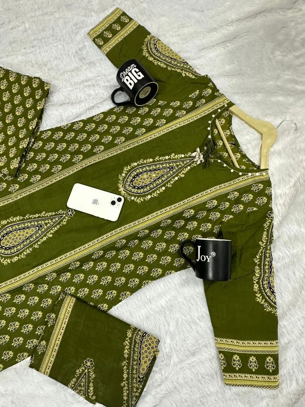 Tryloom Premium Handwork Cotton Kurti Pant with Dupatta Set 2