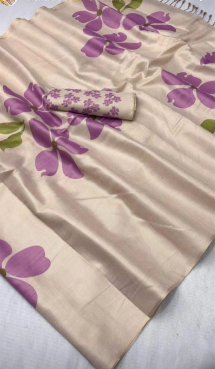 Tryloom Blush Bloom Premium Soft Tissue Silk Floral Saree 3