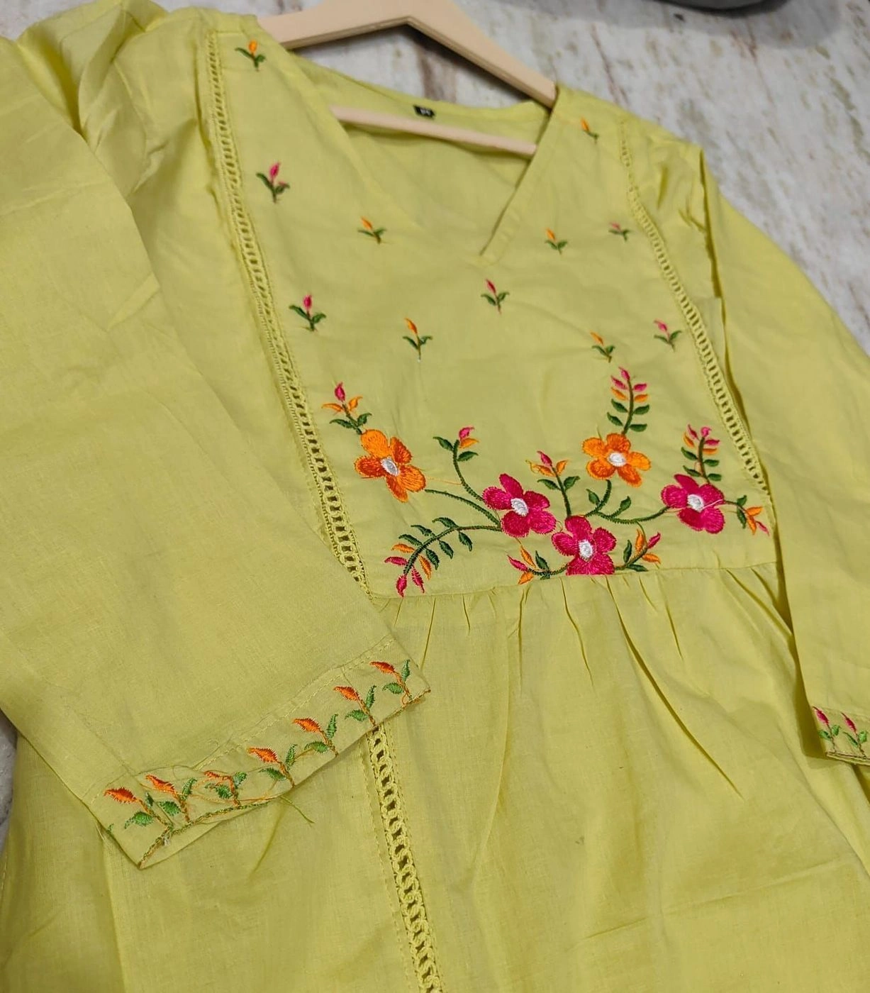 Tryloom Blossom Grace Premium Cotton Embroidered Kurti Pant & Dupatta Set | Elegant Ethnic Wear for Women 2