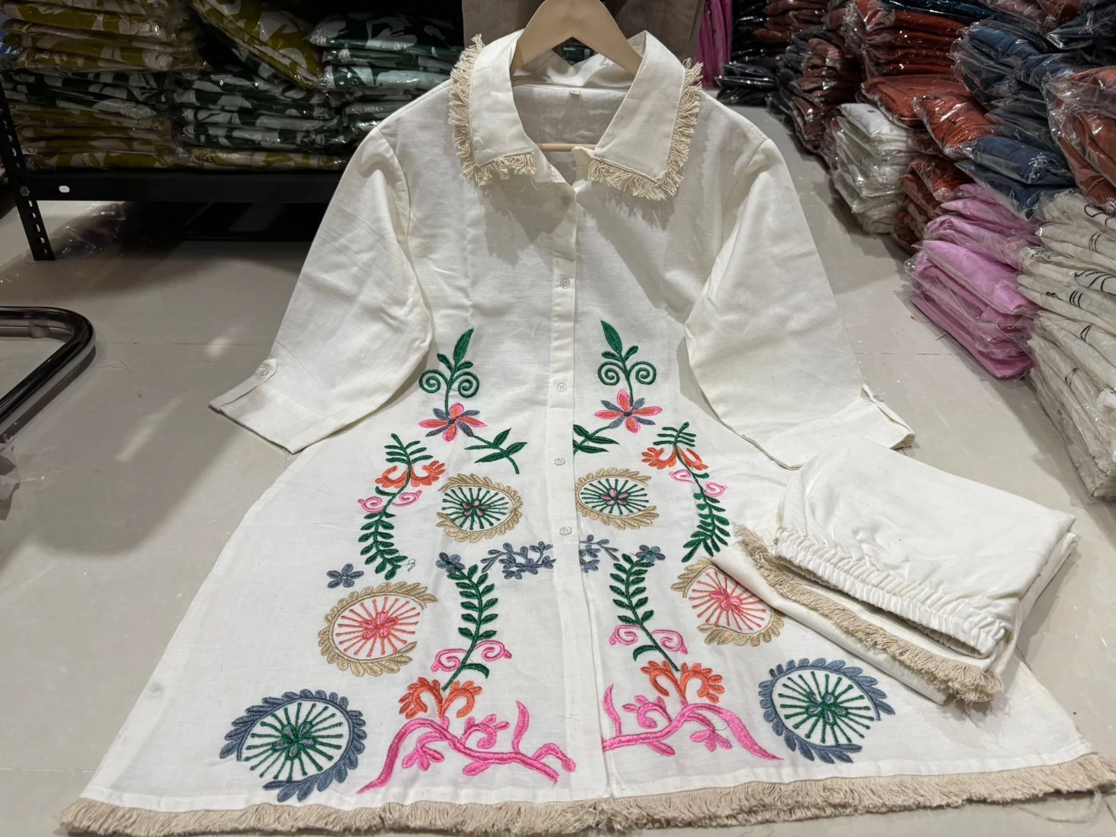 Tryloom Floral Bloom Cotton Flex Embroidered Co-ord Set | Premium Designer Shirt & Pant Set for Women 3