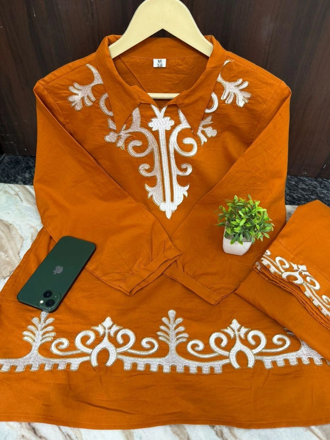 Tryloom Rustic Ember Embroidered Cotton Co-Ord Set | Premium Designer Thread Work Kurta Pant Set for Women 4