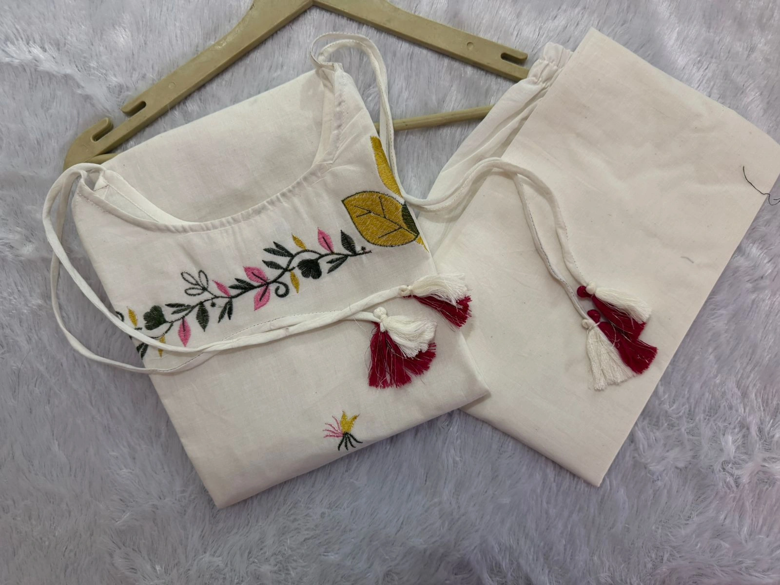 Tryloom Blossom Charm Sleeveless Cotton Embroidered Kurta Pant Set | Premium Floral Ethnic Wear for Women 3