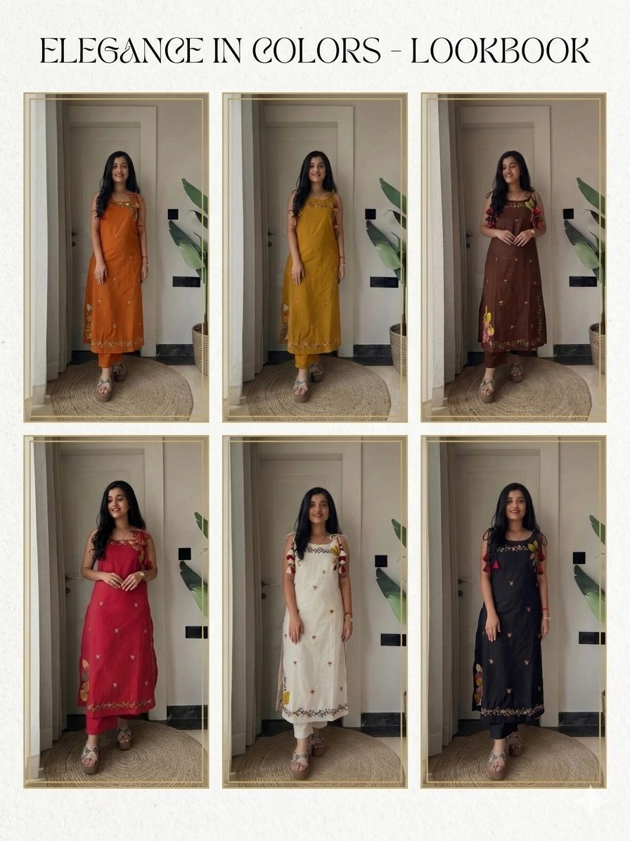 Tryloom Blossom Charm Sleeveless Cotton Embroidered Kurta Pant Set | Premium Floral Ethnic Wear for Women 4