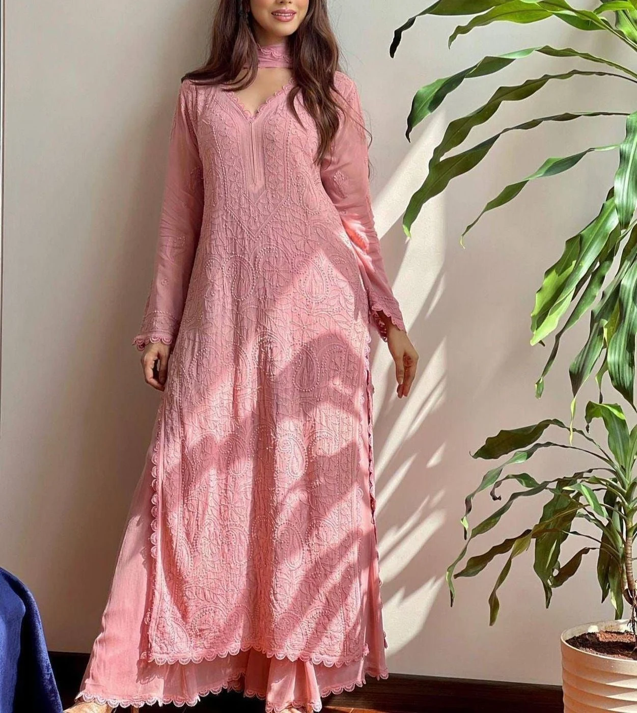 Tryloom Royale Faux Georgette Embroidered Palazzo Suit Set | Premium Thread Work Party Wear for Women 1