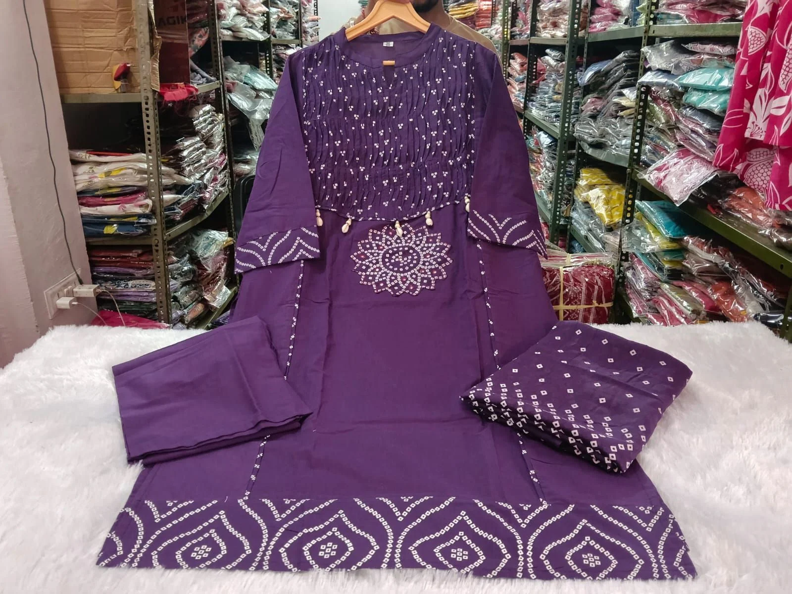 Tryloom Royal Handwork Premium Cotton Kurti Pant Dupatta Set | Designer Ethnic Cotton Suit for Women 3