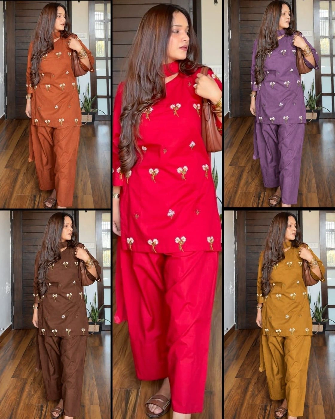 Tryloom Blossom Heritage Premium Cotton Farshi Salwar Suit Set | Designer Embroidered Cotton Kurta Pant & Mulmul Dupatta 6