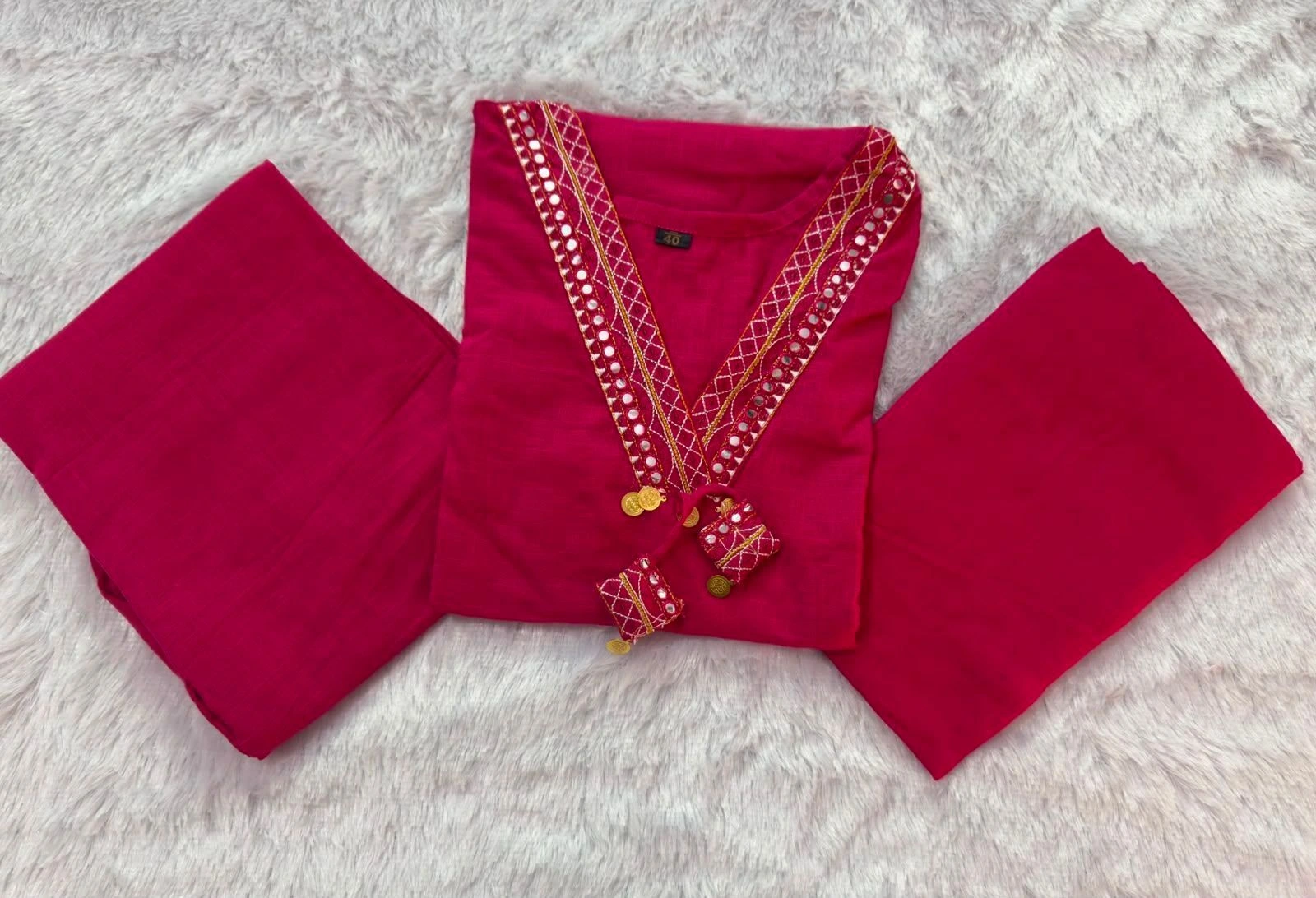 Tryloom Royal Cotton Slub Embroidered Straight Suit Set | Premium Kurti Pant Dupatta Set for Women 5