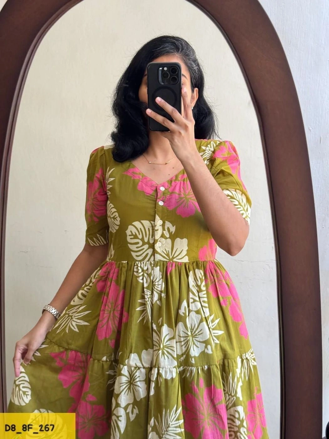 Tryloom BloomVista Premium Floral Cotton Midi Dress | Elegant Printed Casual Maxi Dress for Women 2