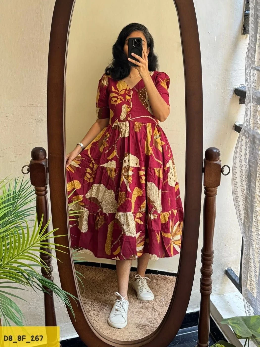 Tryloom BloomVista Premium Floral Cotton Midi Dress | Elegant Printed Casual Maxi Dress for Women 2
