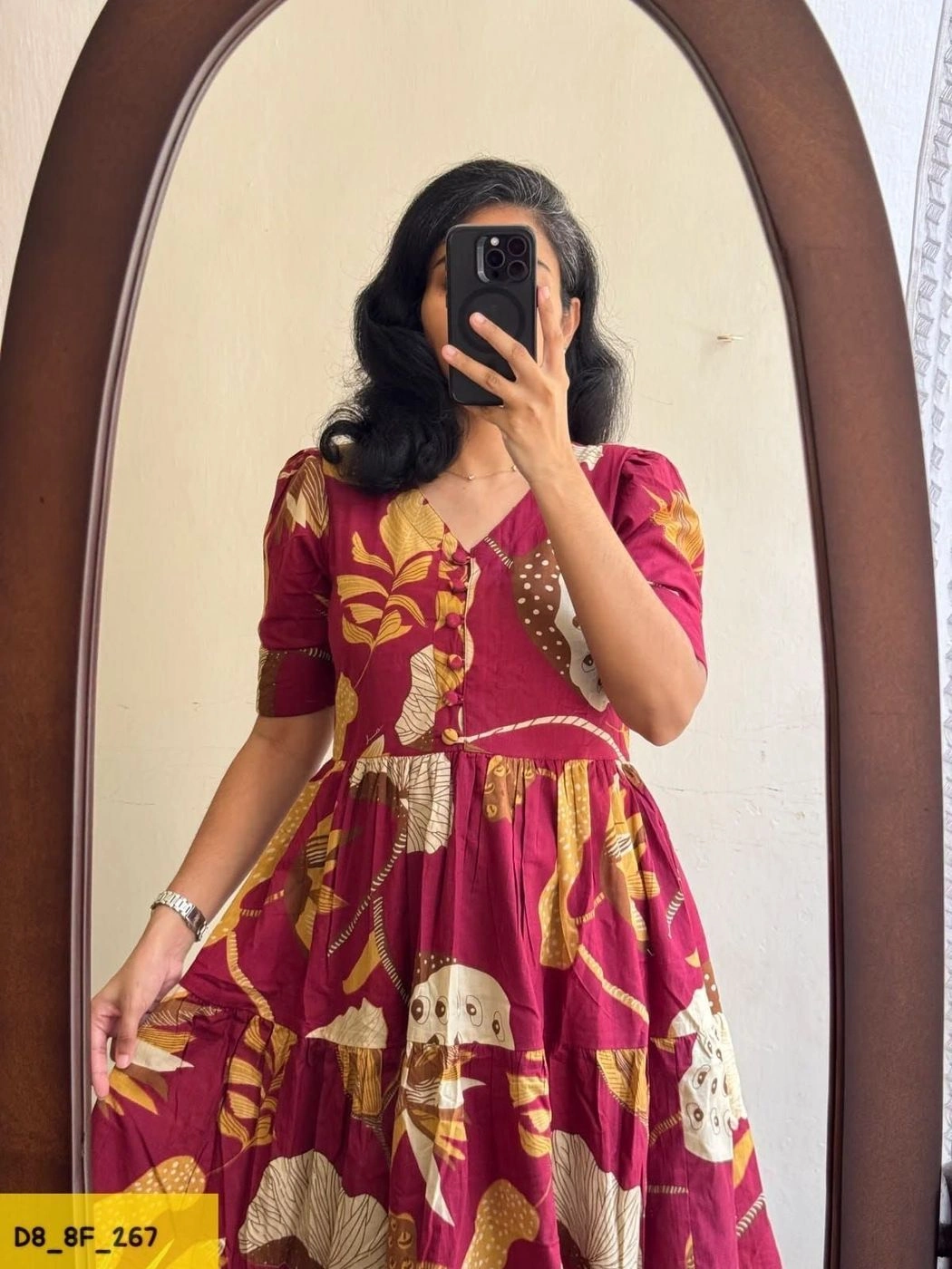 Tryloom BloomVista Premium Floral Cotton Midi Dress | Elegant Printed Casual Maxi Dress for Women 3