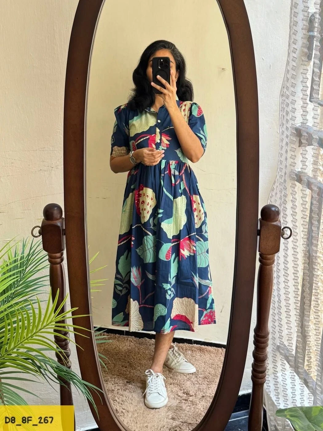 Tryloom BloomVista Premium Floral Cotton Midi Dress | Elegant Printed Casual Maxi Dress for Women 2
