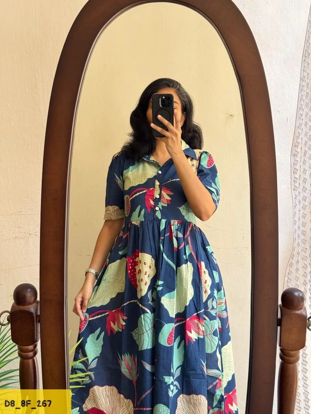 Tryloom BloomVista Premium Floral Cotton Midi Dress | Elegant Printed Casual Maxi Dress for Women 3