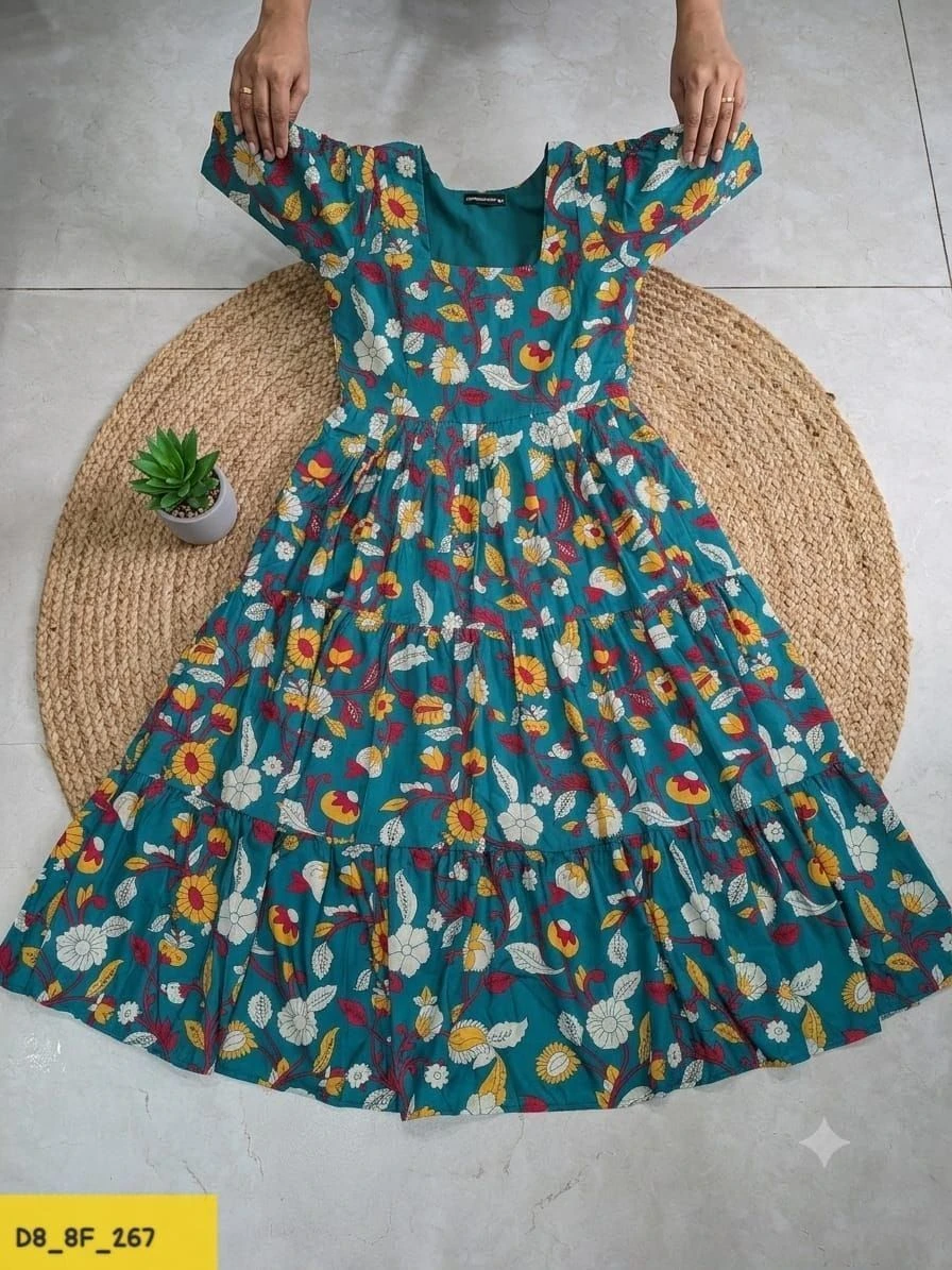 Tryloom BloomVista Premium Floral Cotton Midi Dress | Elegant Printed Casual Maxi Dress for Women 2