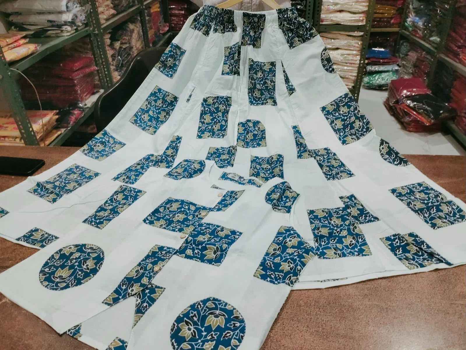 Tryloom Azure Bloom Premium Cotton Skirt & Top Co-Ord Set | Elegant Printed Cotton Maxi Outfit for Women 3