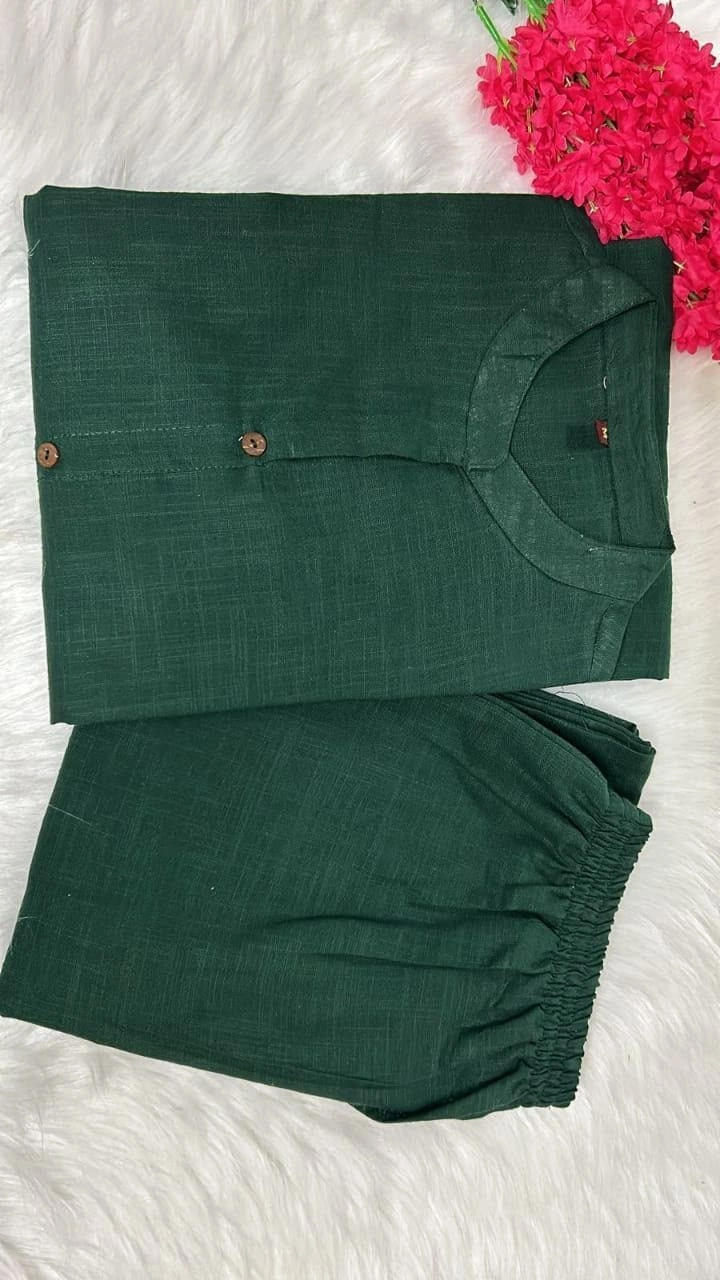 Tryloom Premium Cotton Slub A-Line Co-Ord Set | Elegant Button-Down Kurti & Palazzo Set for Women 3