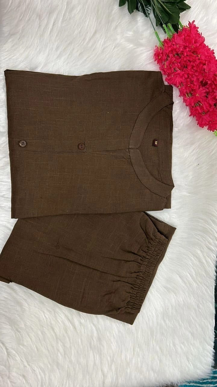 Tryloom Premium Cotton Slub A-Line Co-Ord Set | Elegant Button-Down Kurti & Palazzo Set for Women 3