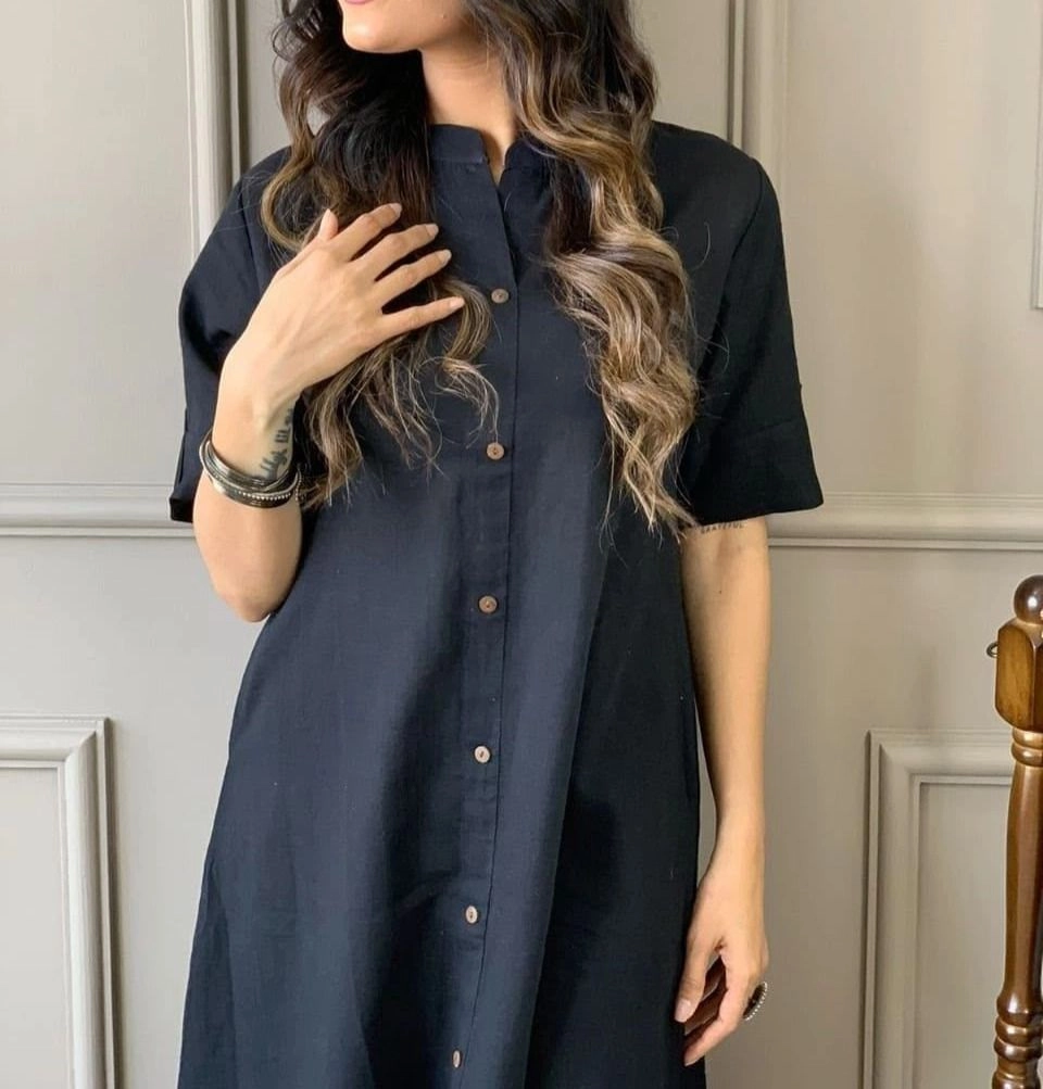 Tryloom Premium Cotton Slub A-Line Co-Ord Set | Elegant Button-Down Kurti & Palazzo Set for Women 2