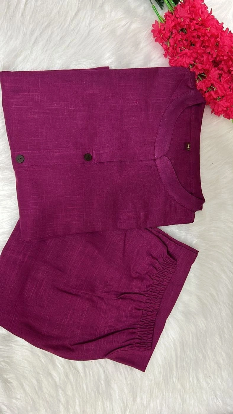 Tryloom Premium Cotton Slub A-Line Co-Ord Set | Elegant Button-Down Kurti & Palazzo Set for Women 2