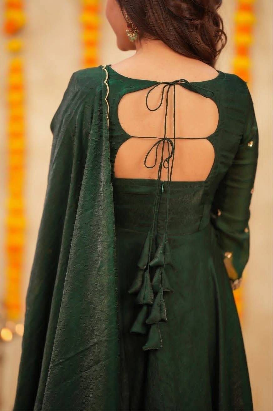 Tryloom Royal Chinnon Embroidered Festive Anarkali Set | Premium Designer Party Wear Gown with Chinnon Silk Dupatta 2