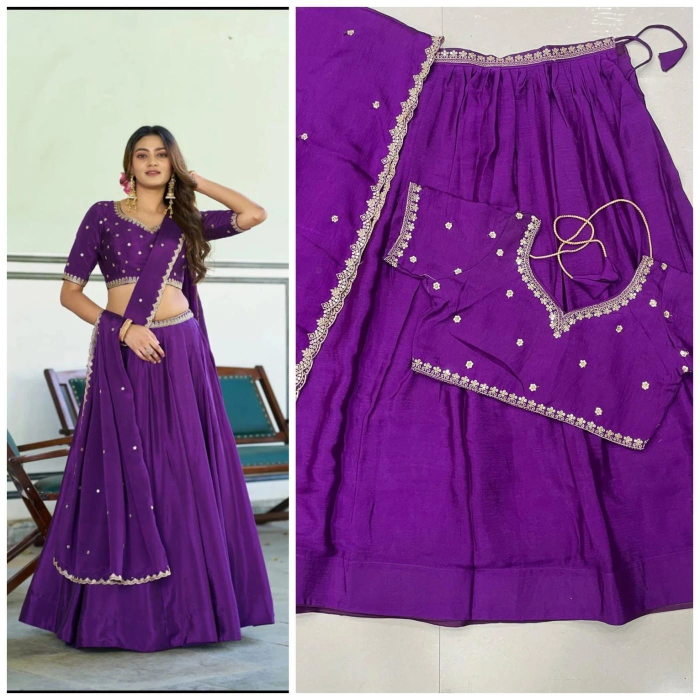 Tryloom Royal Chinnon Silk Embroidered Lehenga Choli Set | Premium Designer Festive & Wedding Wear 1