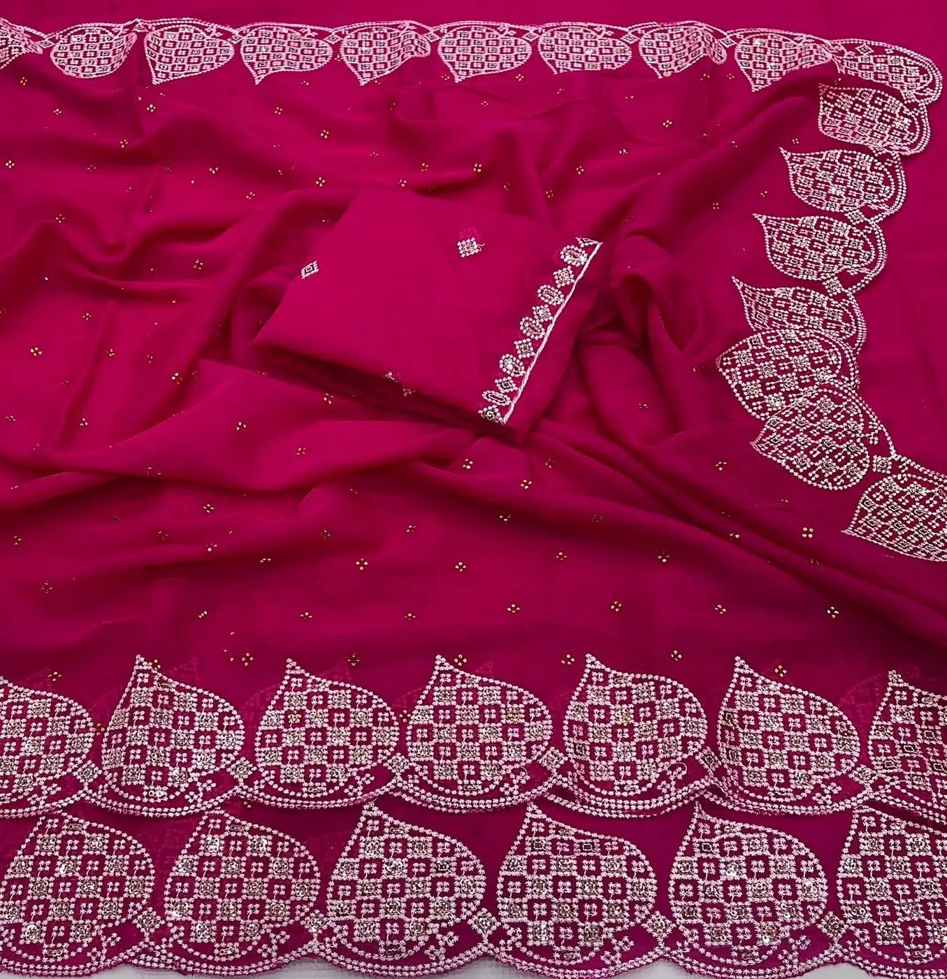 Tryloom Celestial Star Georgette Silk Embroidered Saree | Premium Zarkhan Work Party Wear Designer Saree 3