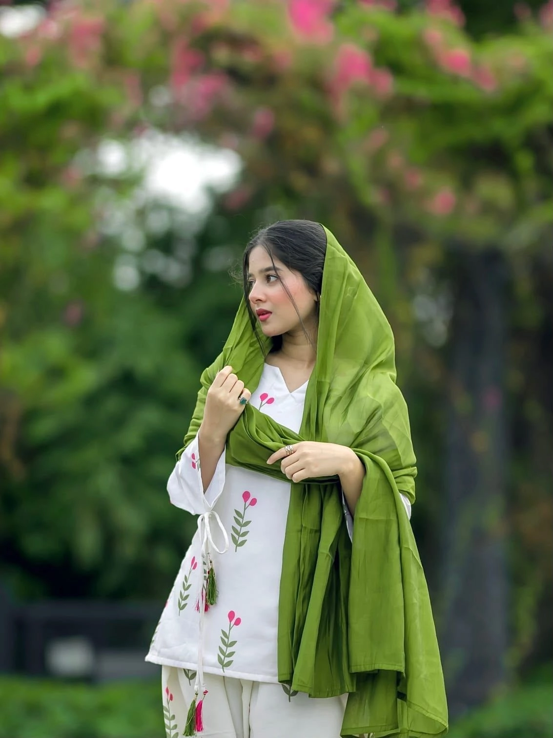 Tryloom Festival Special Premium Cotton Farshi Pant Suit Set | Floral Printed Kurta with Fancy Latkan Sleeves & Dupatta | Elegant Ethnic Wear for Women 1