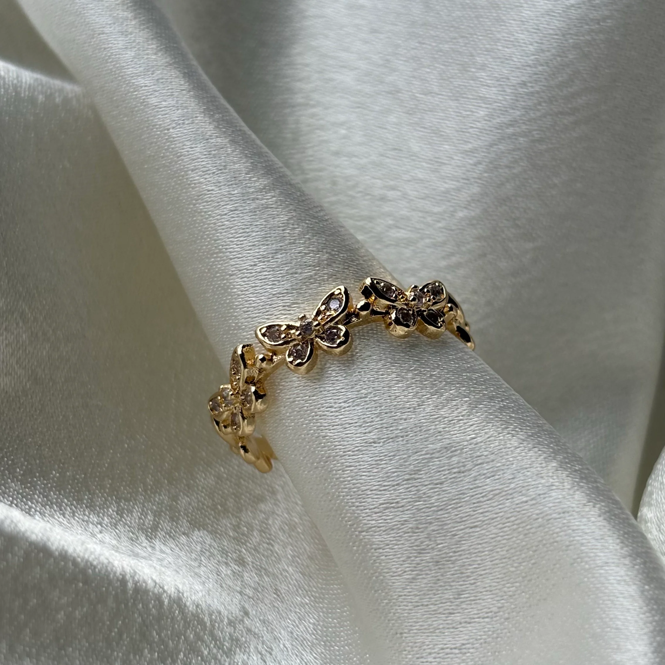 Butterfly and stones adjustable ring 1