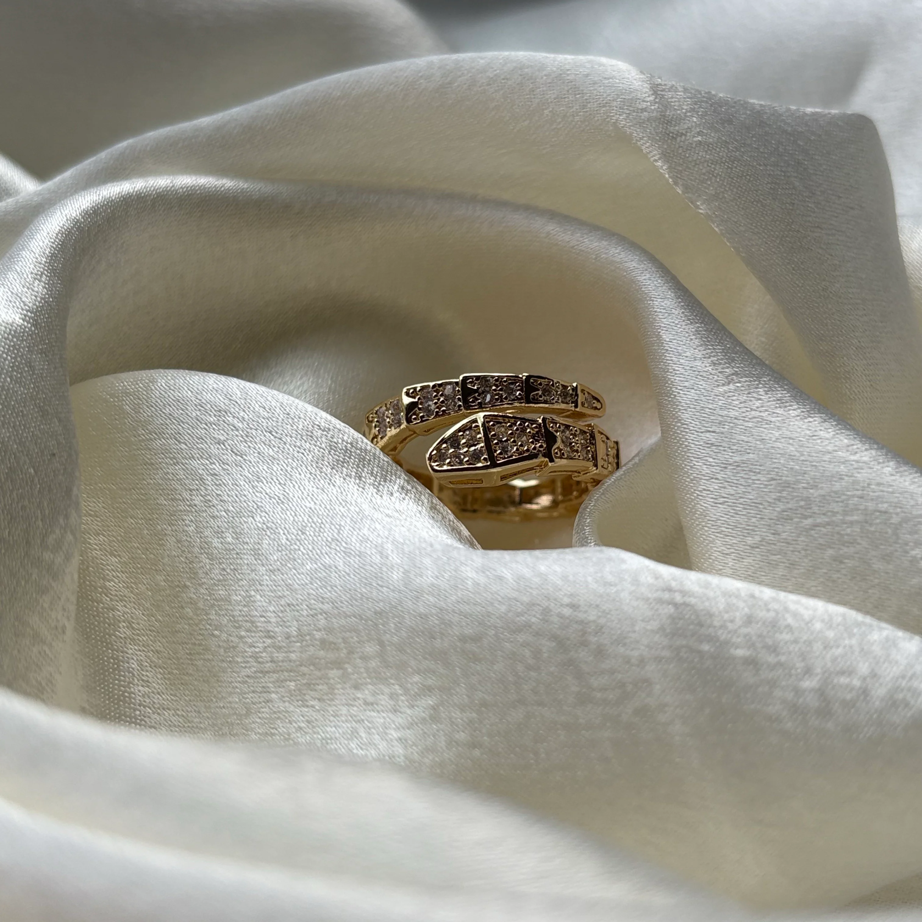 Snake with stones adjustable ring 2
