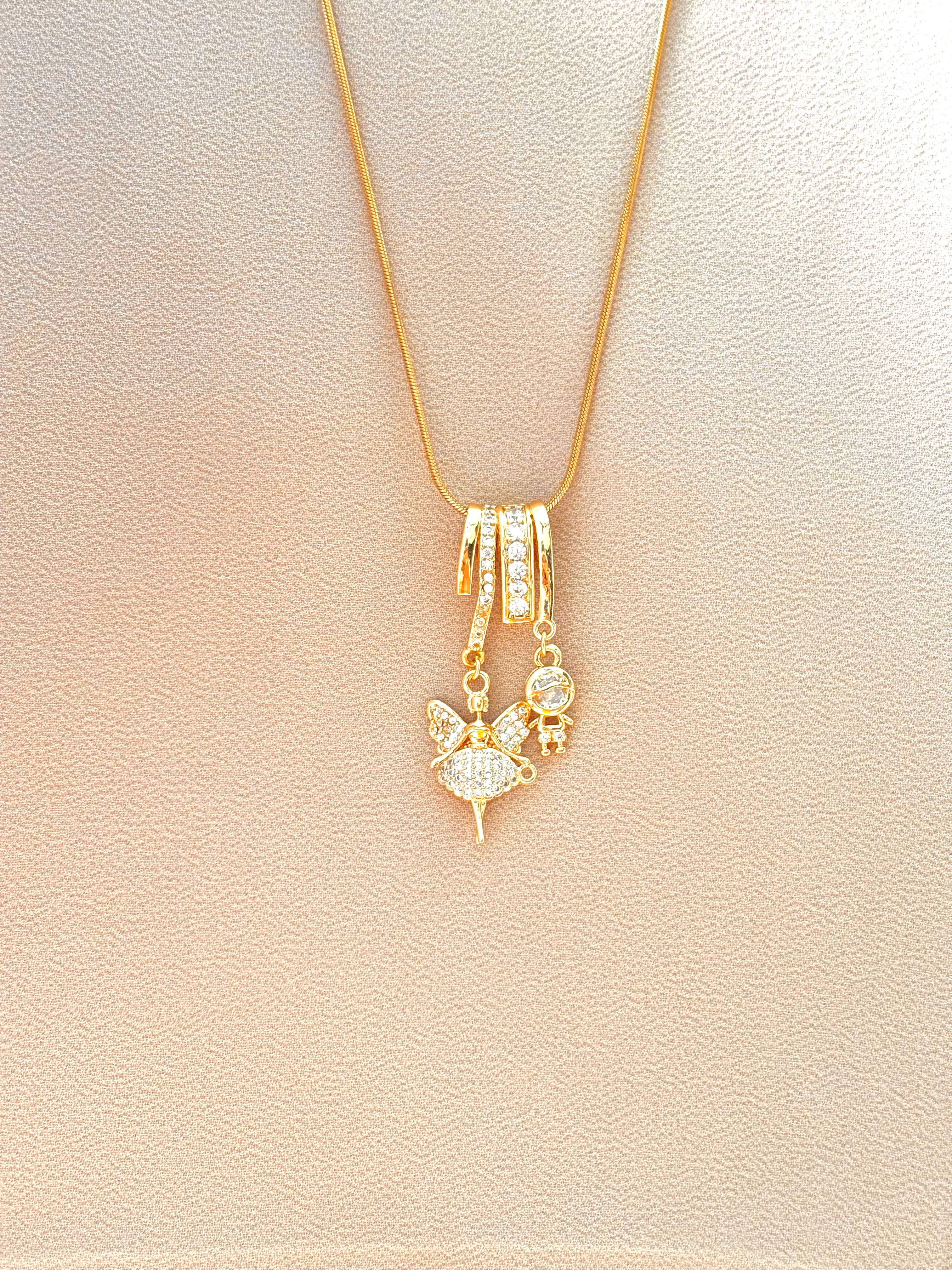 Angel and baby multi pendant necklace