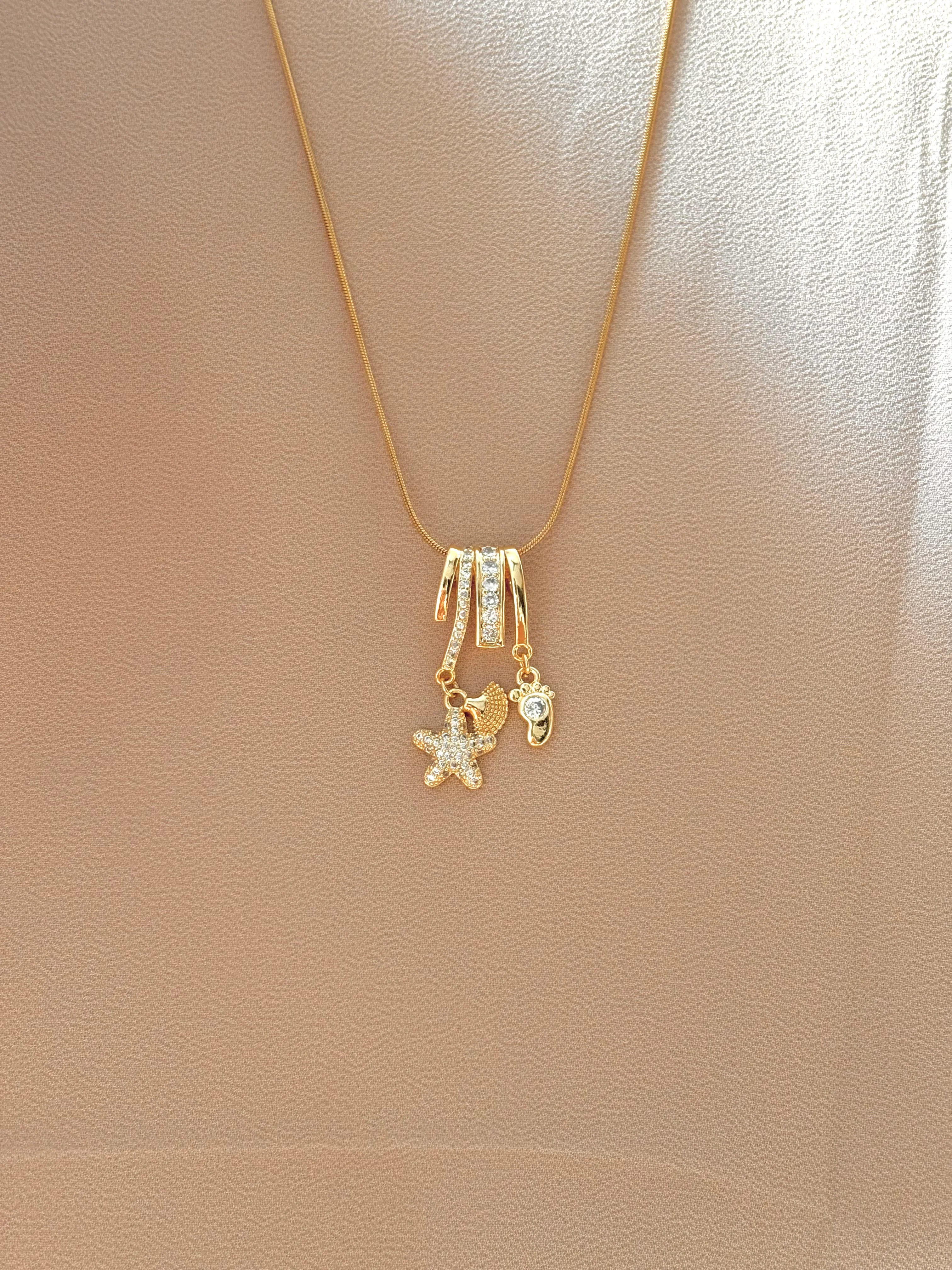 Beach themed multi pendant necklace