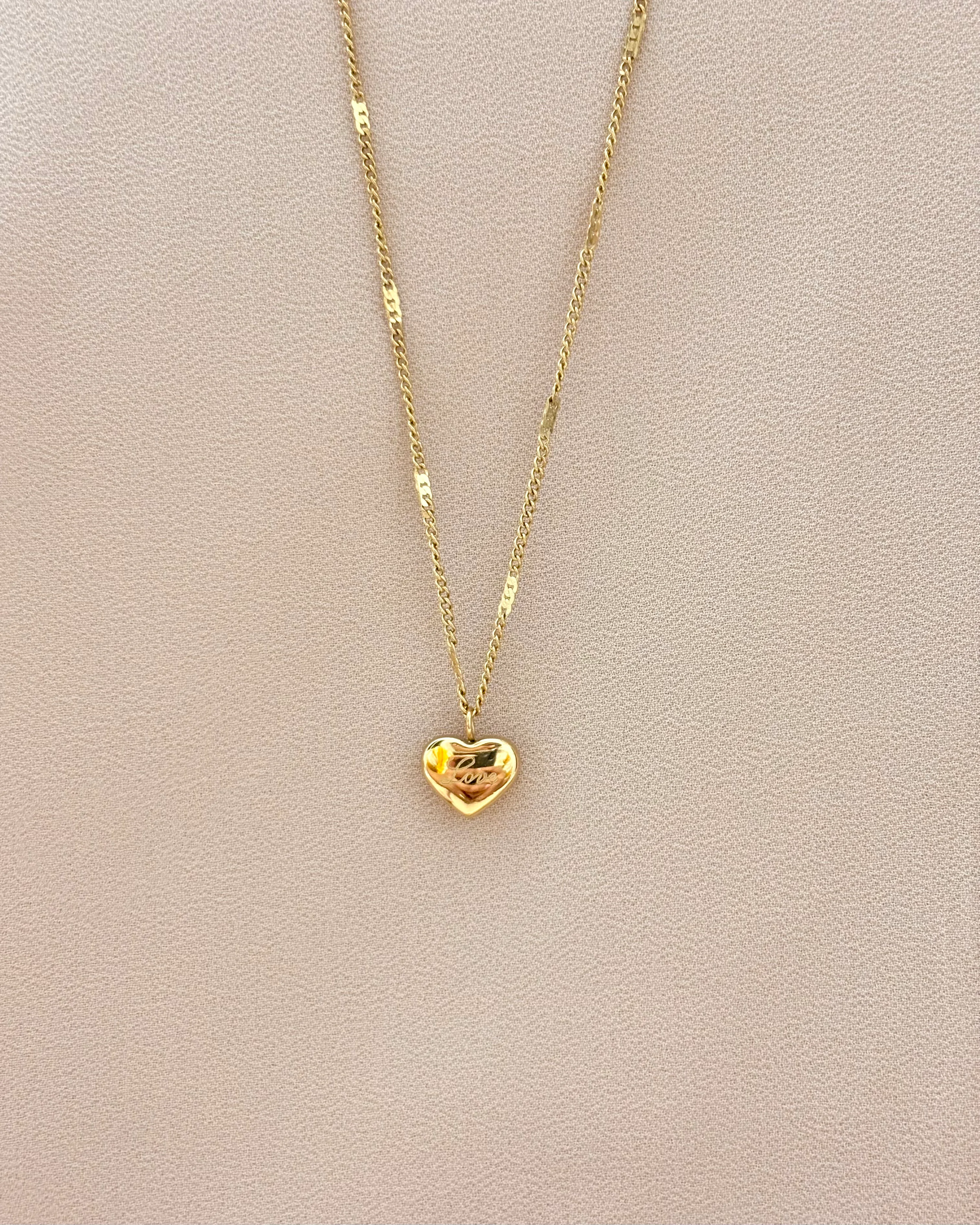 Love engraved heart pendant necklace