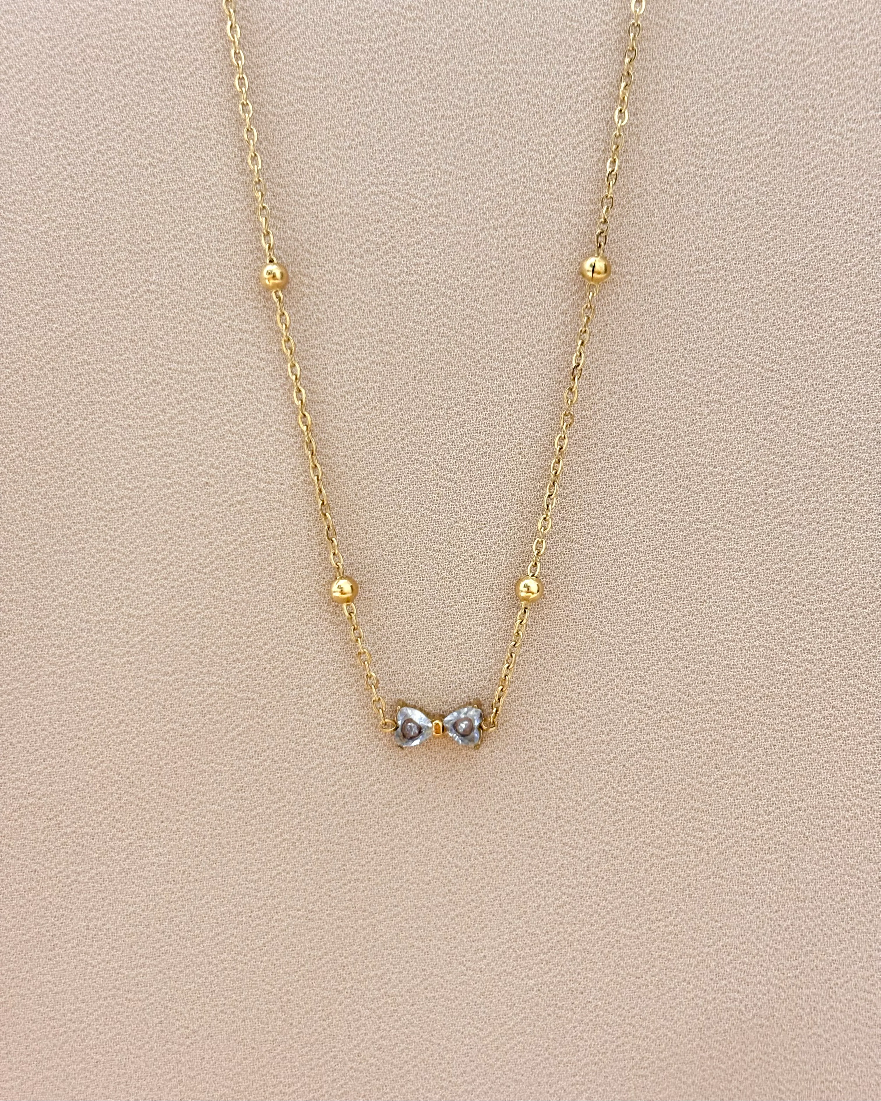 Heart bow stone necklace 1