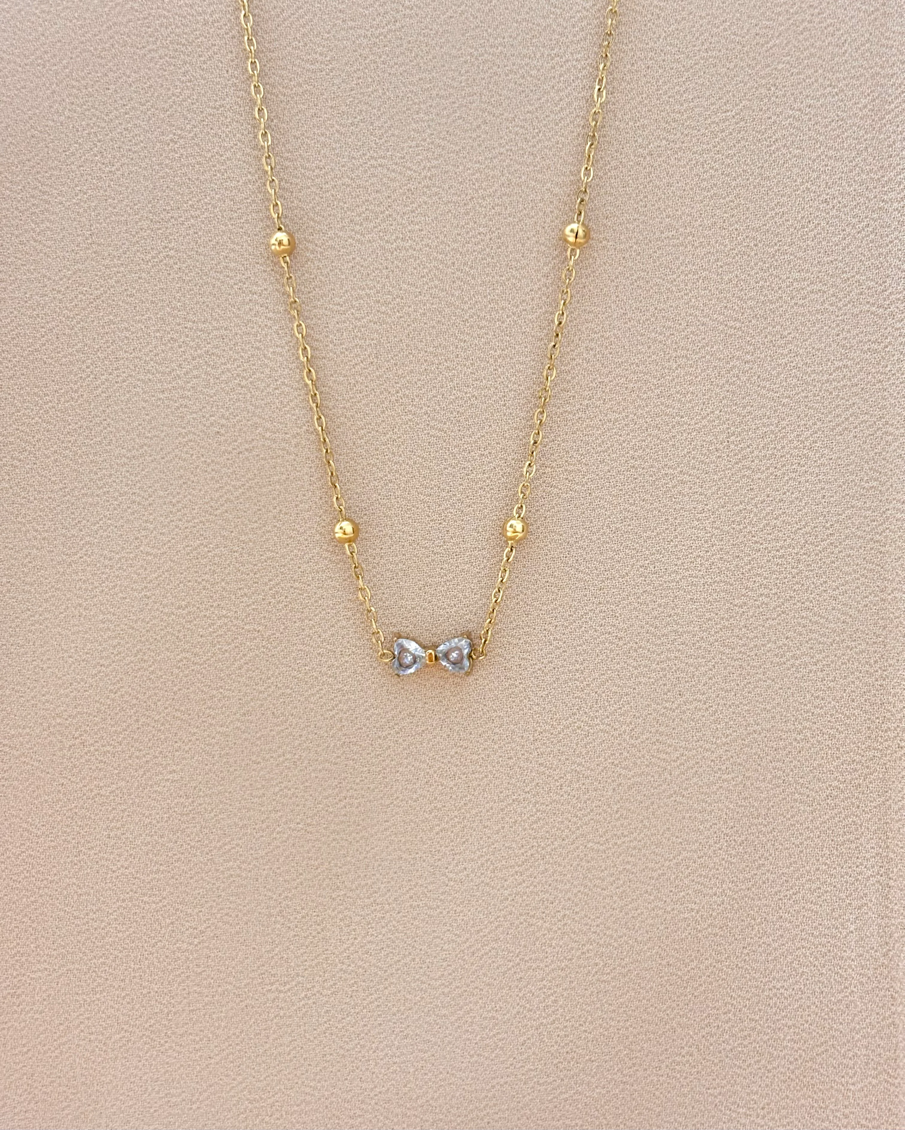 Heart bow stone necklace 2