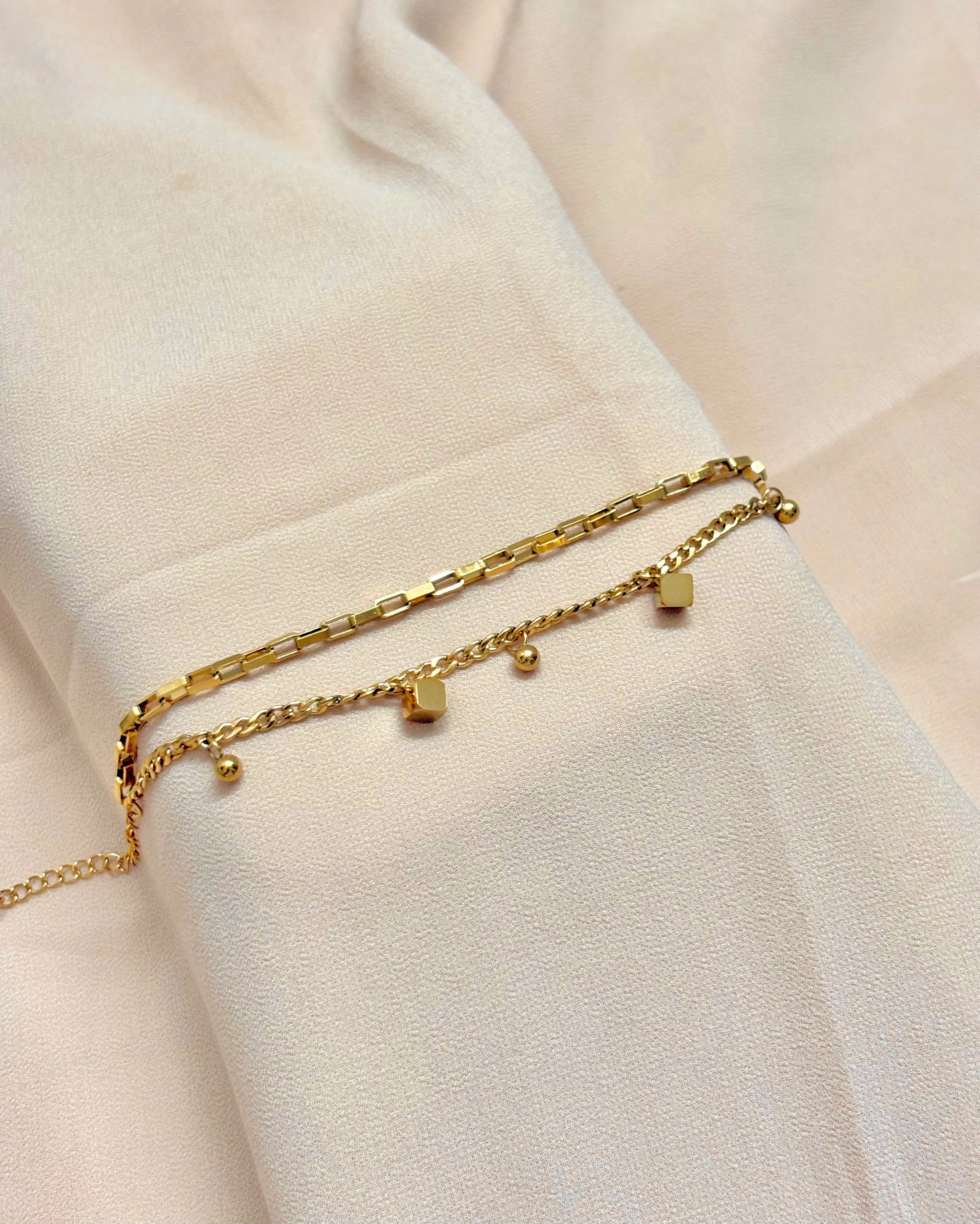 Cube charms double layer bracelet