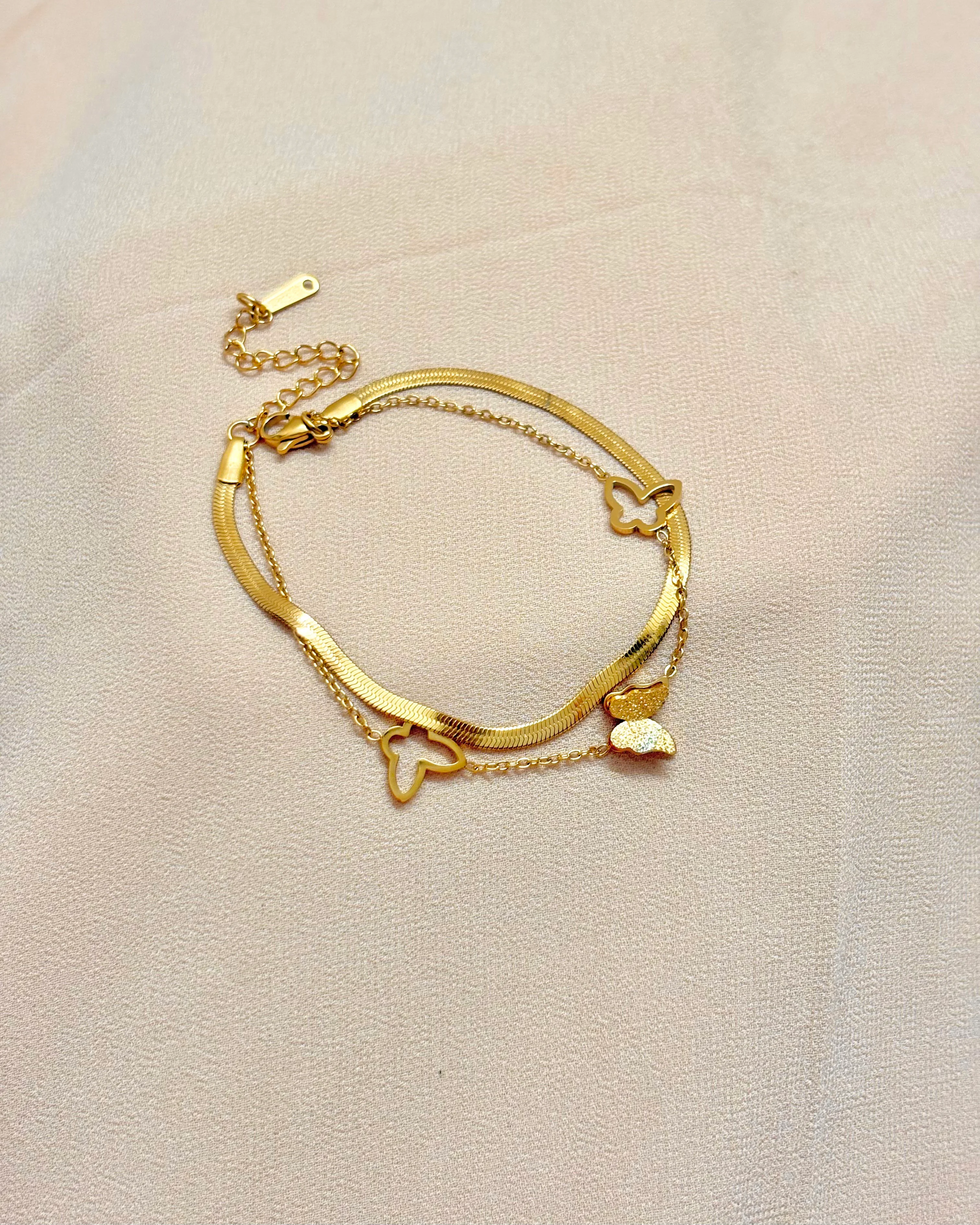 Snake chain butterfly double layer bracelet 1