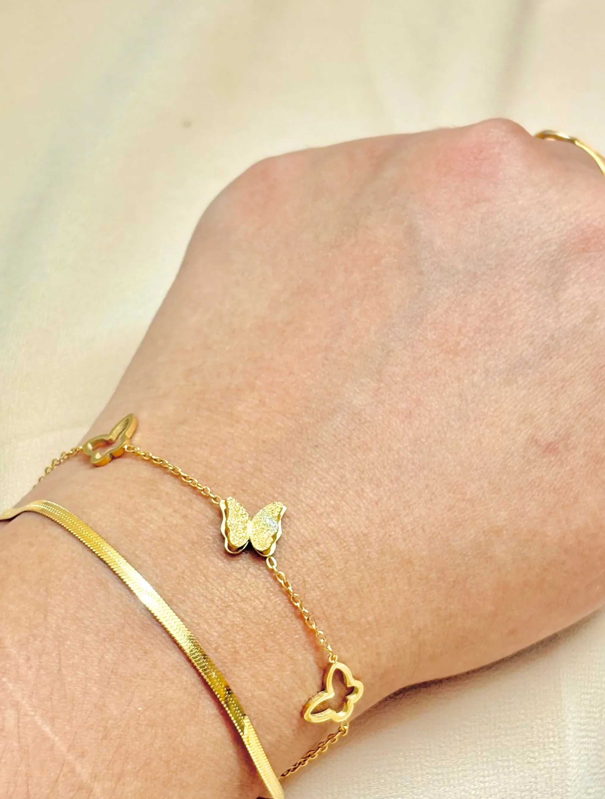 Snake chain butterfly double layer bracelet 2